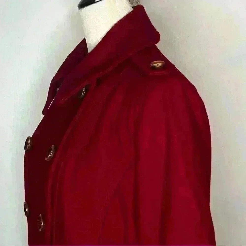 Michael Kors Wool Blend Peacoat‎ Jacket Button Down Women Large Red Lined Warm
